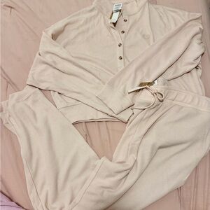 PINK Victoria's Secret Cream Colored Ribbed Lounge Set